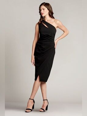 TADASHI SHOJI Black Wanda Spit Shoulder Cutout Dress Wedding Cocktail Party L